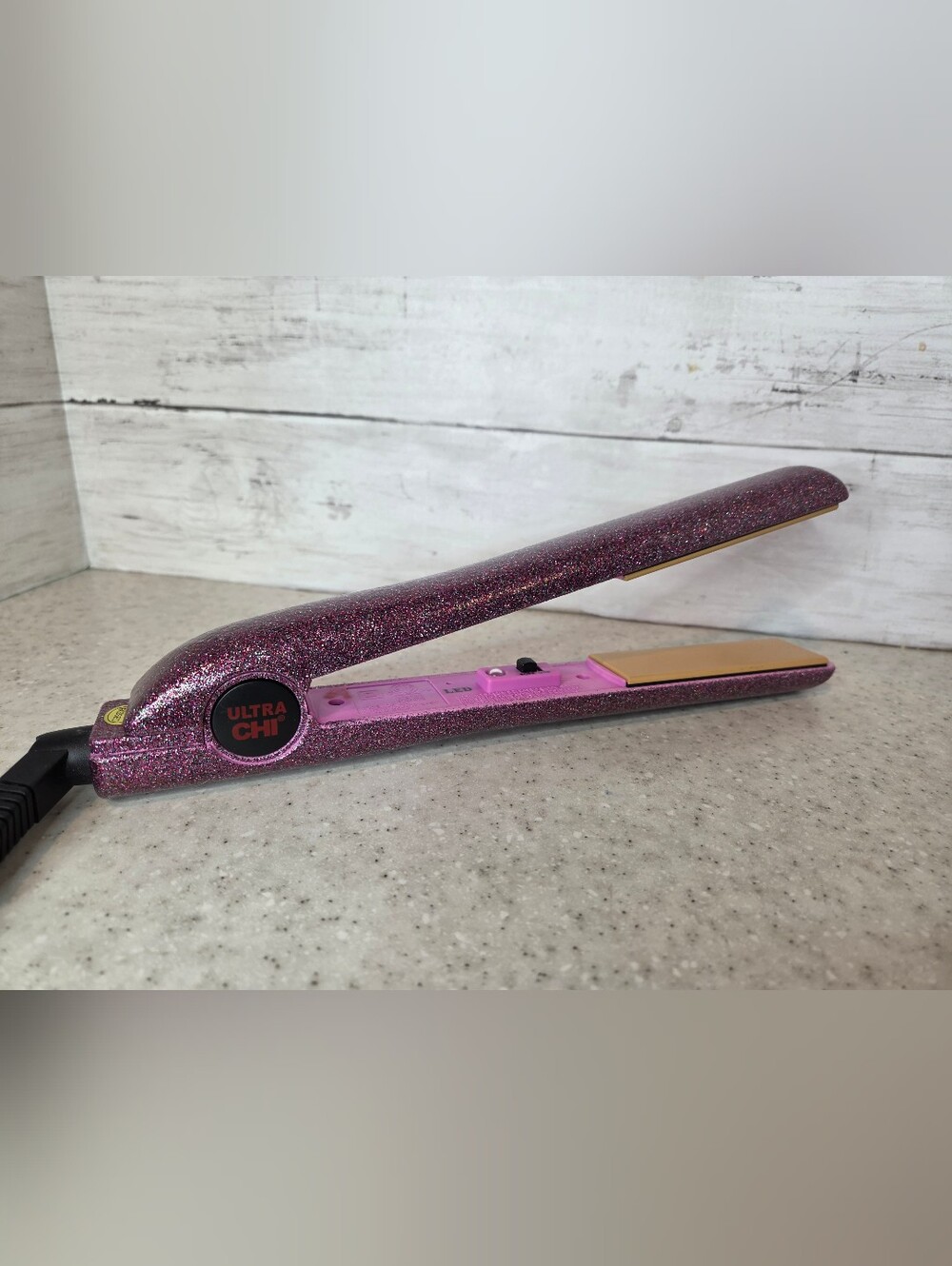 Ultra CHI GF1024 Purple Pink Glitter 1" Ceramic Flat Iron Hair Straightener